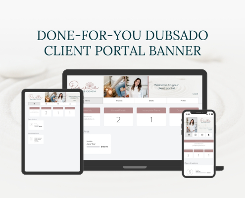 screenshot of Dubsado client portal banner used as a featured image for the Done-For-You Dubsado Client Portal Banner blog post